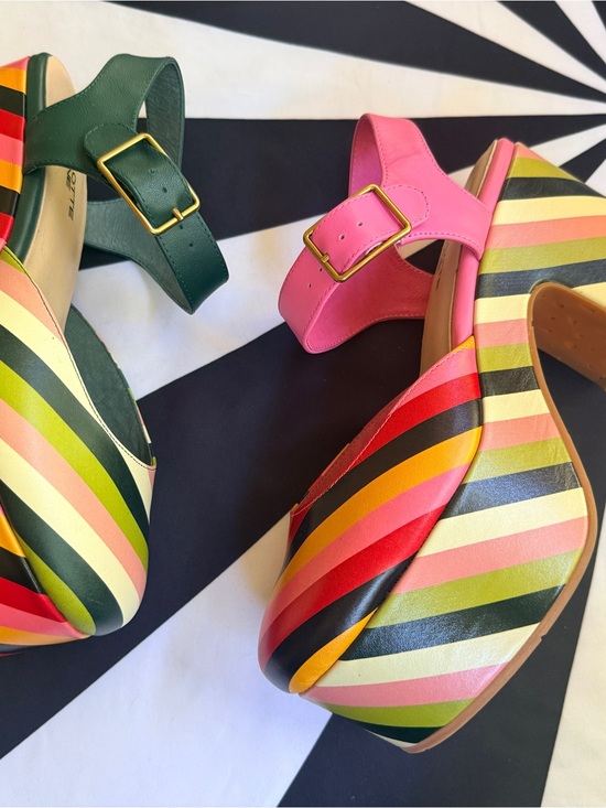 Charlotte Stone Shoes - Charlotte Stone Color-Block Striped Platform  — Pink & Green RARE NWOT US10